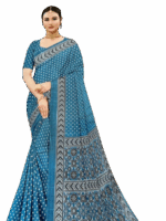 Soft Cotton Silk Saree with White Dot Motifs | P-351